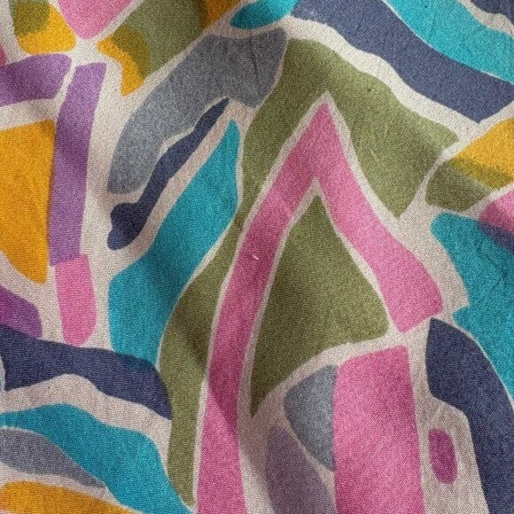 Silktime Vintage Colorful 80's Abstract Print Silk Bomber Jacket  size M - Picture 11 of 13